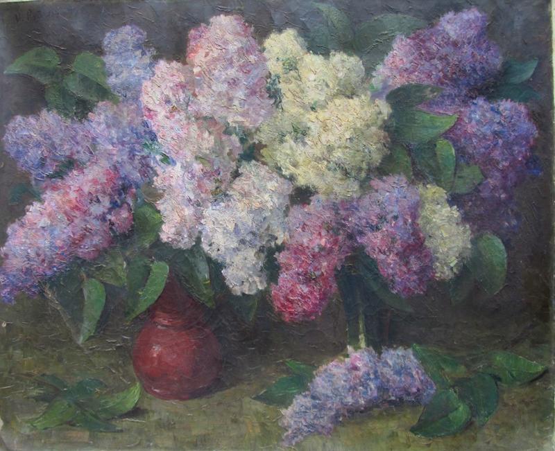 Рубин И.Д. 1924-2013, натюрморт "Сирень", х.м., 80х80см, 1979 г.