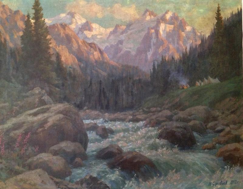 Соловьев Николай Васильевич (1905-1969), "В предгорьях Медео", холст, масло, 50х70, 1962 год