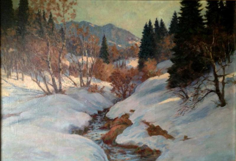 Соловьев Николай Васильевич (1905-1969), "Зима в Алма-Ате", холст, масло, 79,5х56, 1961 год.