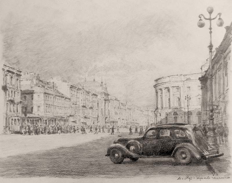 "В канун войны", 20х24 см, 1941 (приблизительно)
Бумага, карандаш.