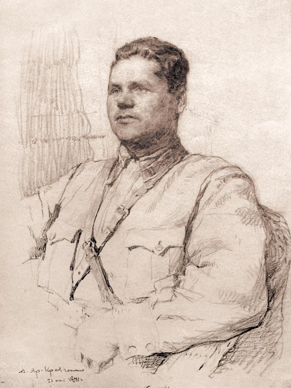 Squadron attack aircraft Captain N. Bogatyrev. 1941. Paper, pencil