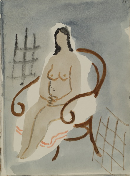 Ведерников А.С. Обнаженная в кресле. 1960 е гг. Б., акв. 23,5х17,2 (2) новый размер