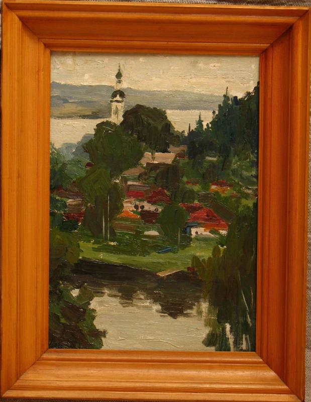 Пейзаж (Плёсы).Картон,масло.