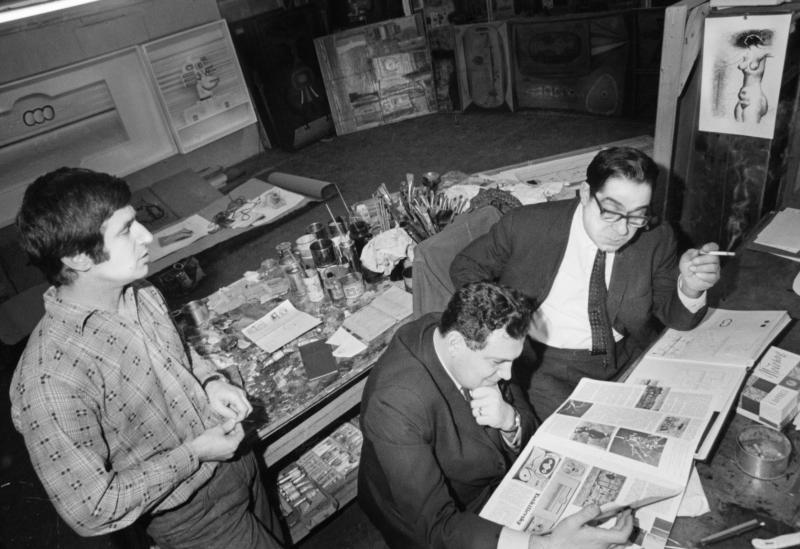 Vladimir Yankilevsky, George Kostaki Solomon Shuster in Yankylevsky Workshop, 1971