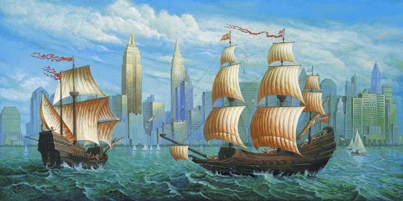Manhattan, oil on canvas,149 X 72 cm. color