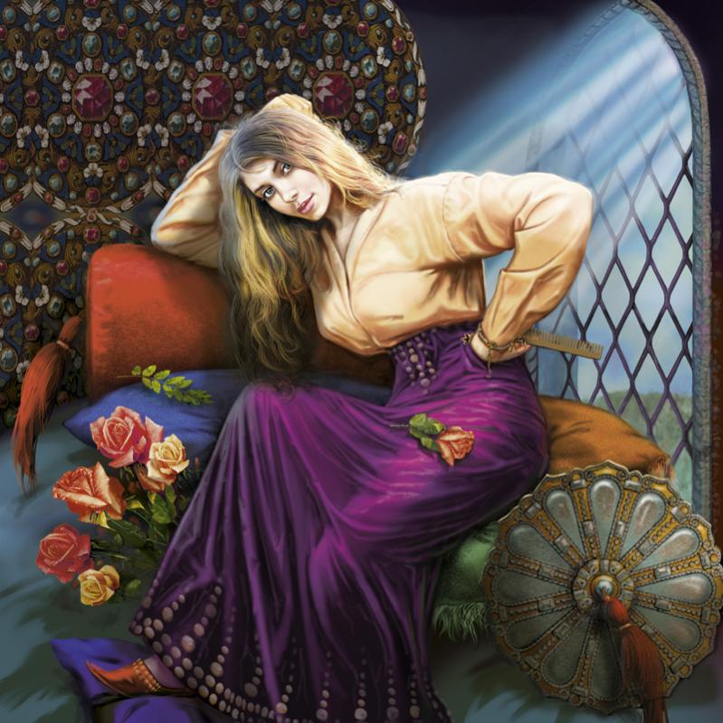 Girl with a shield, 80 X 80