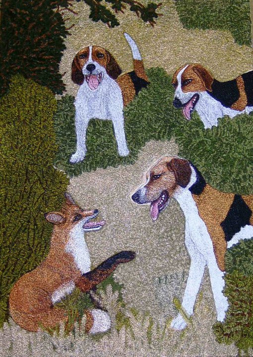 This - the fifth picture from the series "Fox Hunting". 
It's called "Surrounded by enemies" = "Surrounded by enemy". 
Size 50x70sm