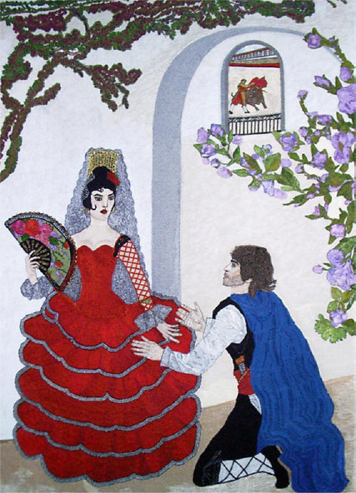 The picture is called "Carmen" based on the opera by Bizet AD. 
Size 90x135sm